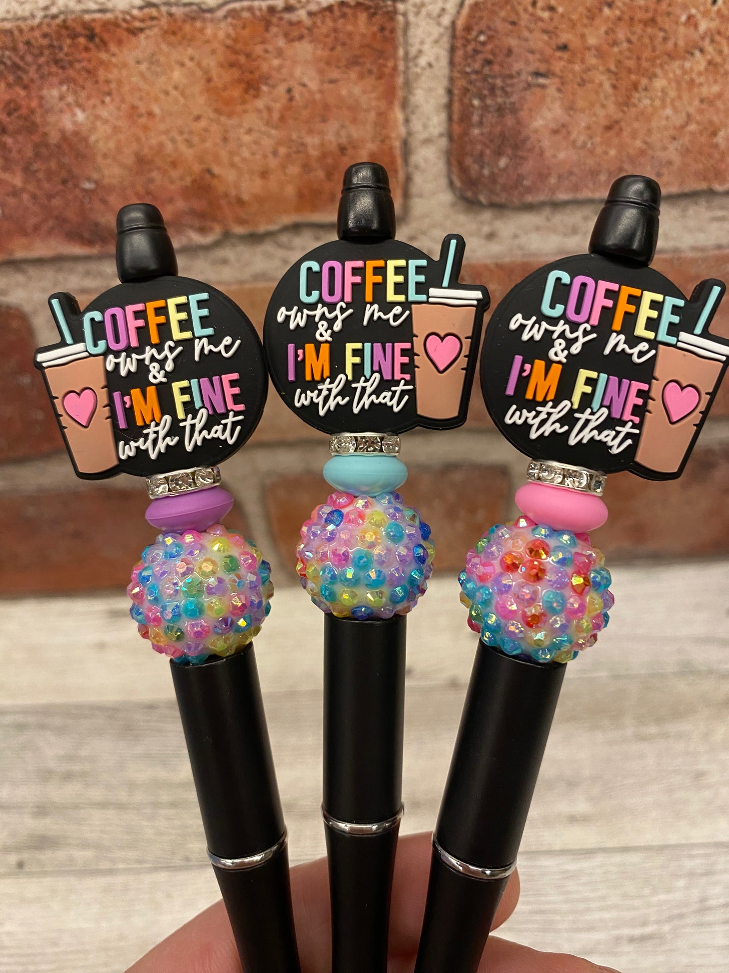 Coffee Owns Me silicone beaded ballpoint ink pen