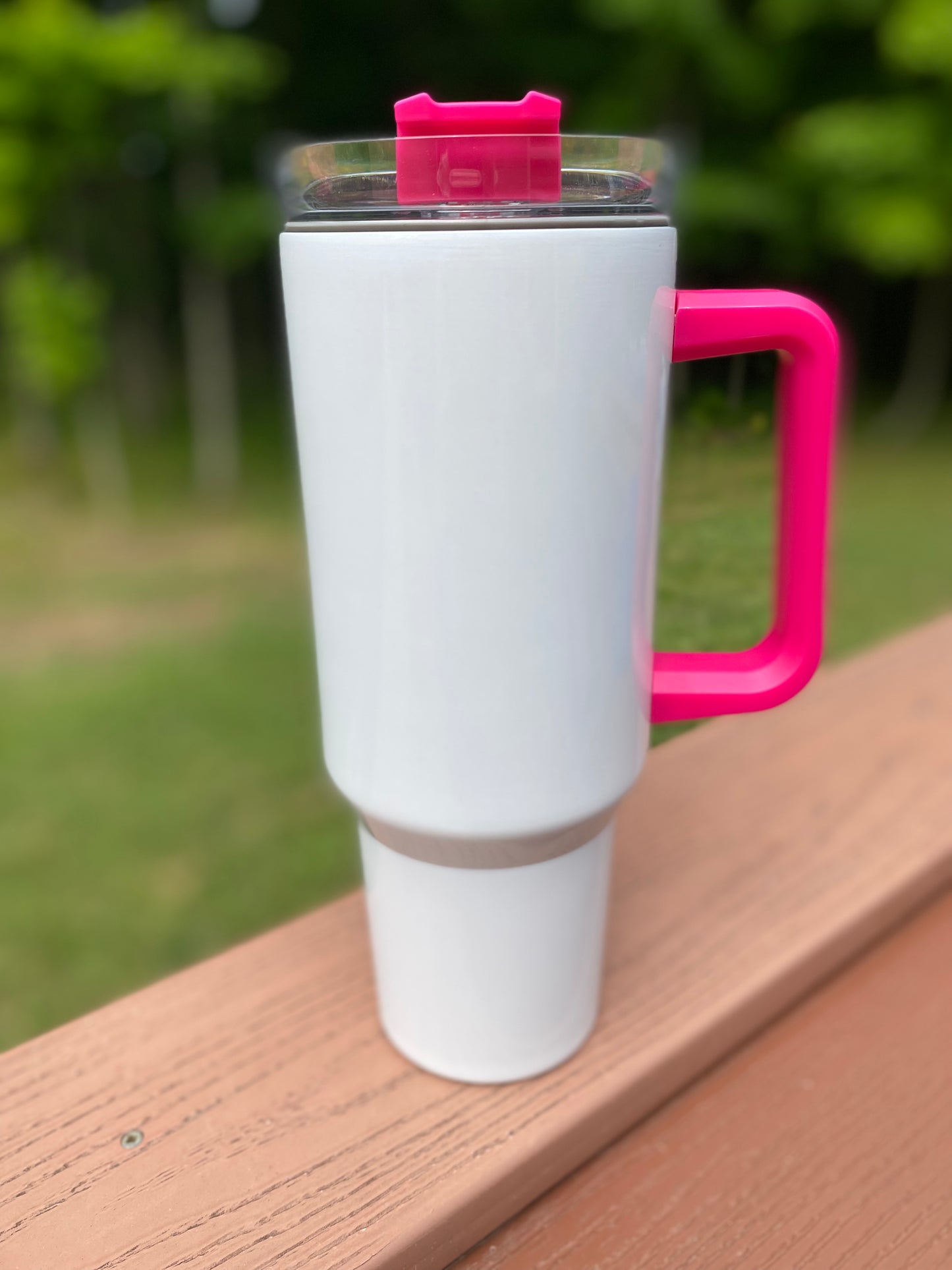 Custom 40oz Sublimation Tumbler Hot Pink Handle