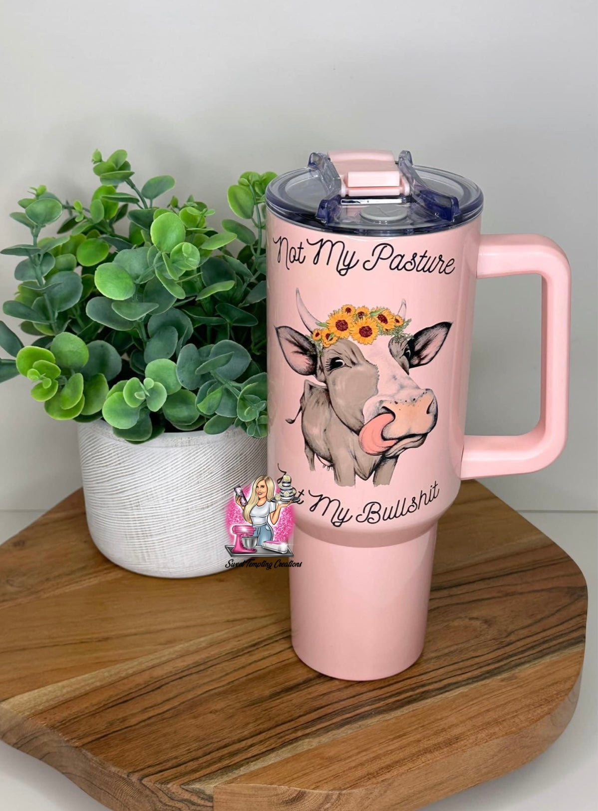 Custom 40oz Sublimation Tumbler with Handle Rose Quartz