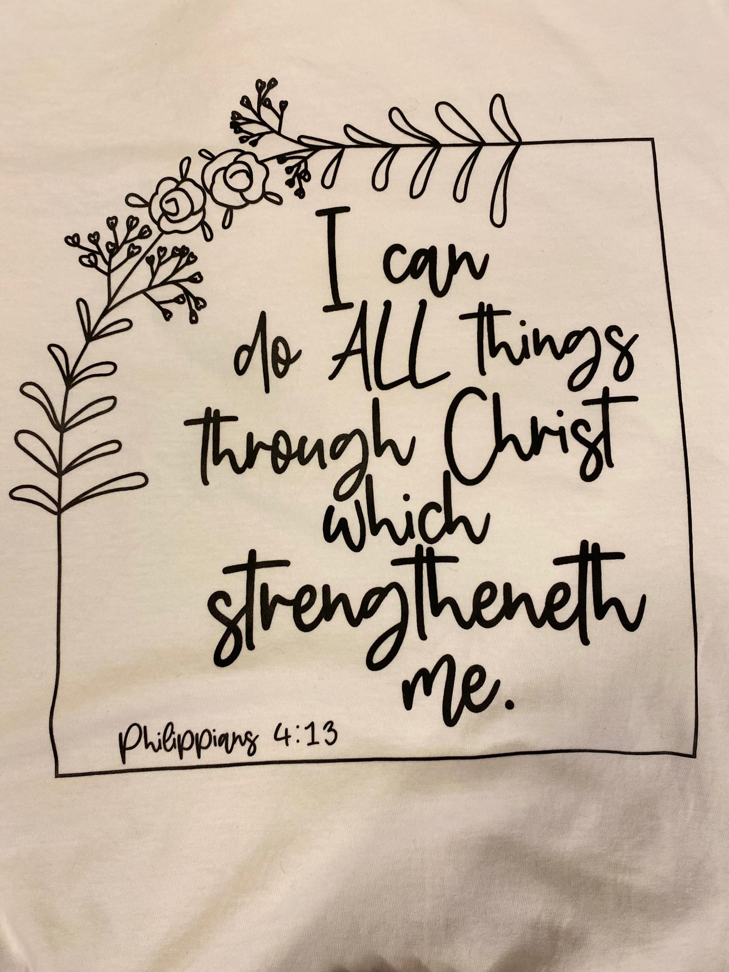 I Can do all things through Christ size Medium Gildan Softstyle Shirt