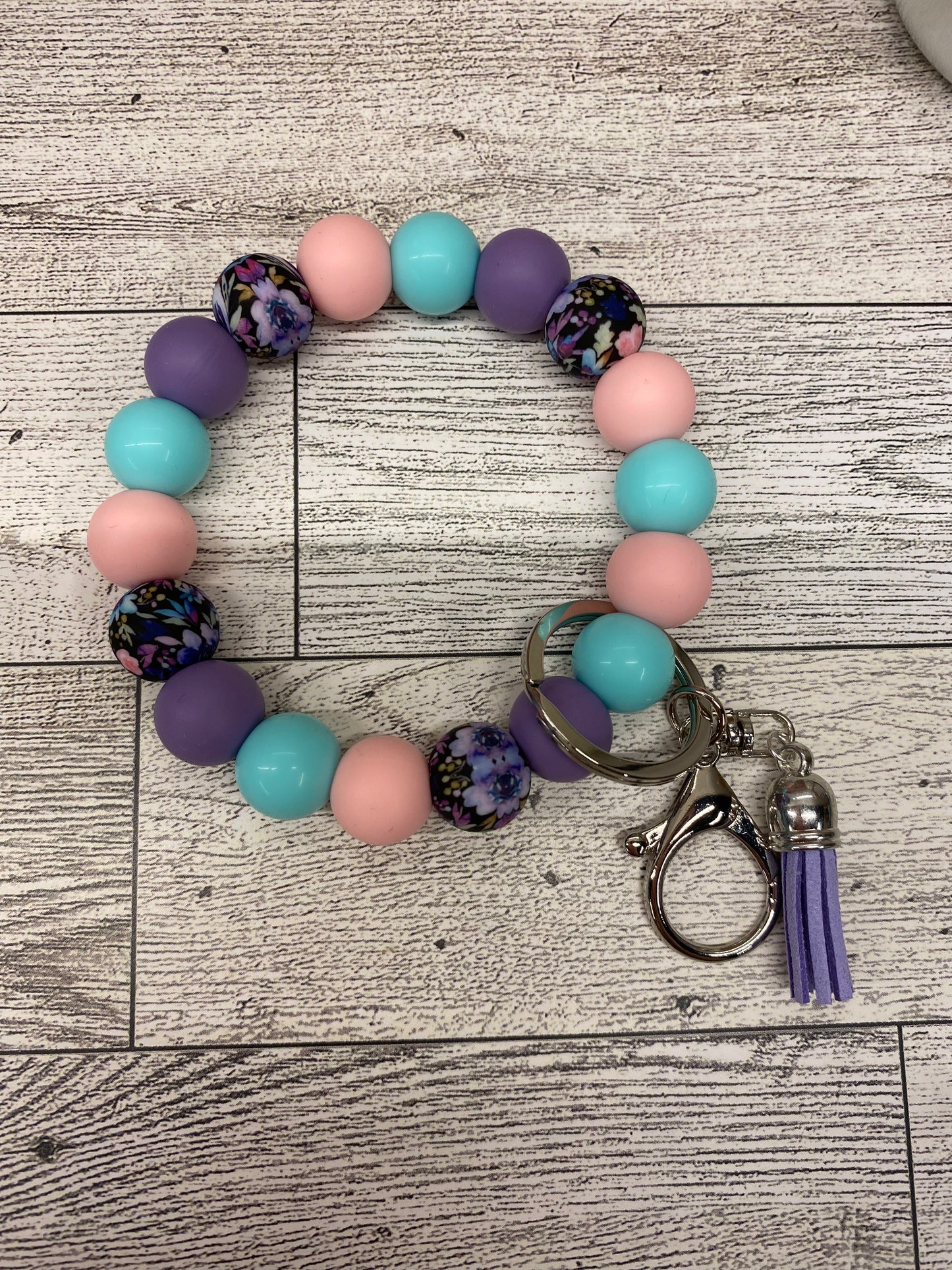 Midnight blossom Silicone wristlet keychain