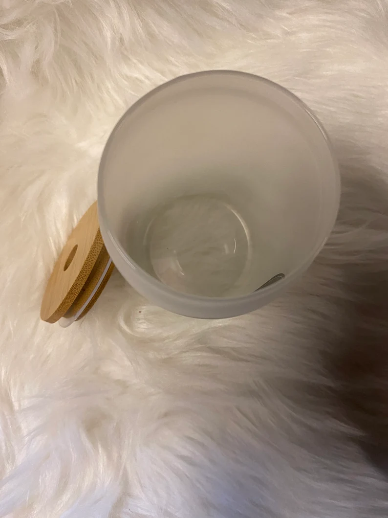 MAMA 16oz frosted or clear glass can with bamboo lid