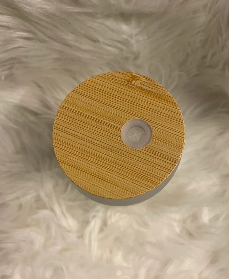 Coffee Owns Me and Im fine with that 16oz frosted glass can with bamboo lid