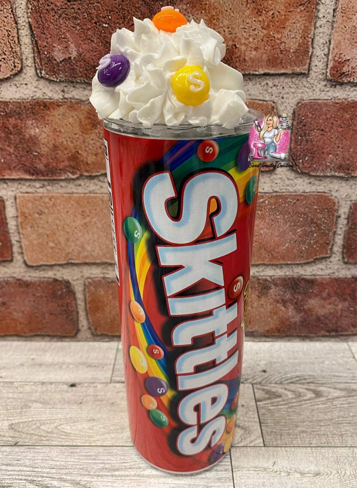 Rainbow candy whipped topping insulated 20oz skinny Tumbler