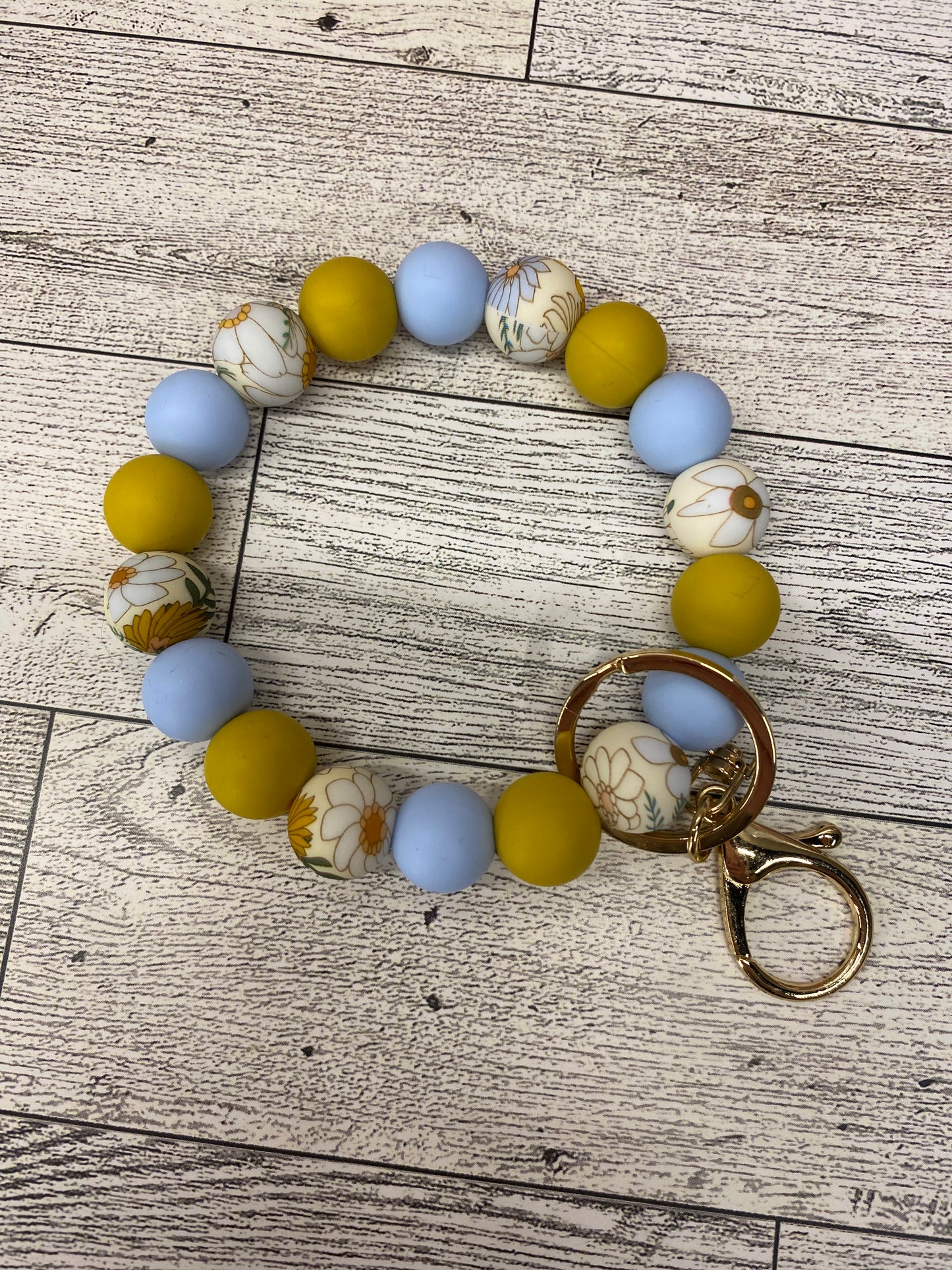 Boho daisy silicone wristlet keychain