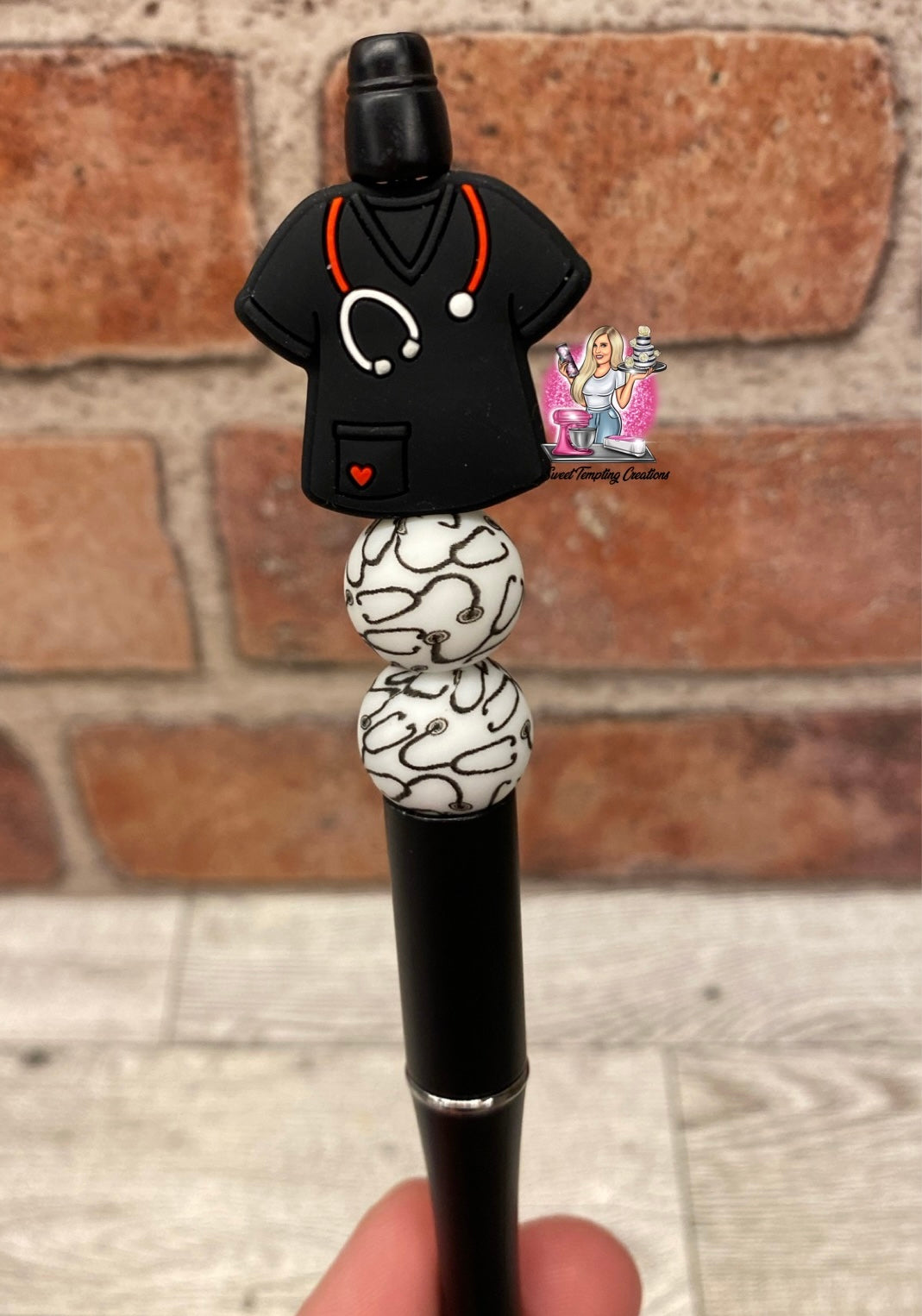 Medical scrub nurse doctor silicone beaded ballpoint ink pen