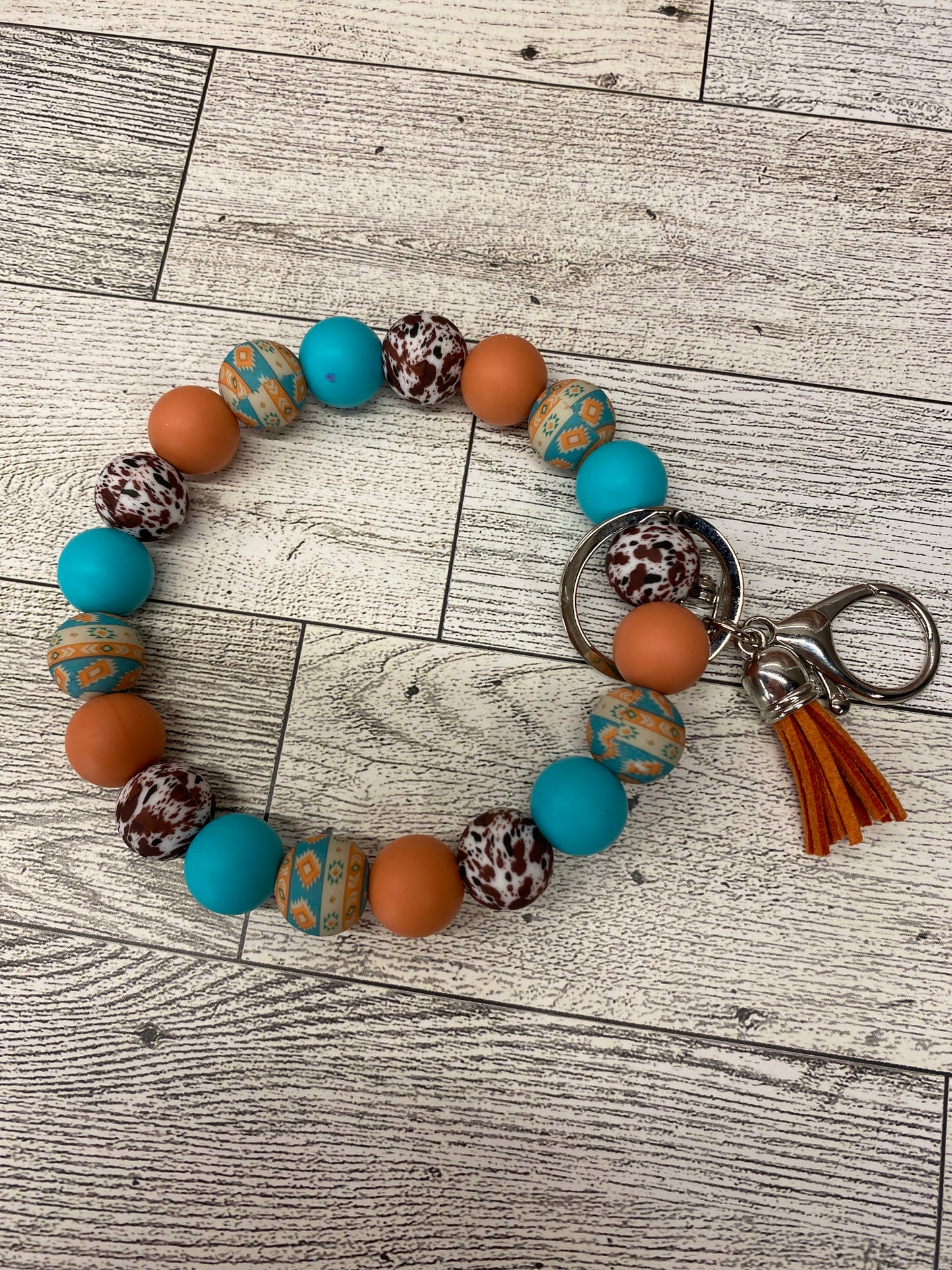 Western Dreamer silicone beaded wristlet keychain