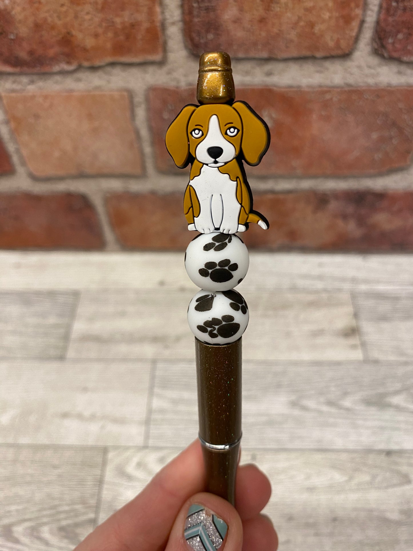 Beagle dog silicone beaded ballpoint ink pen