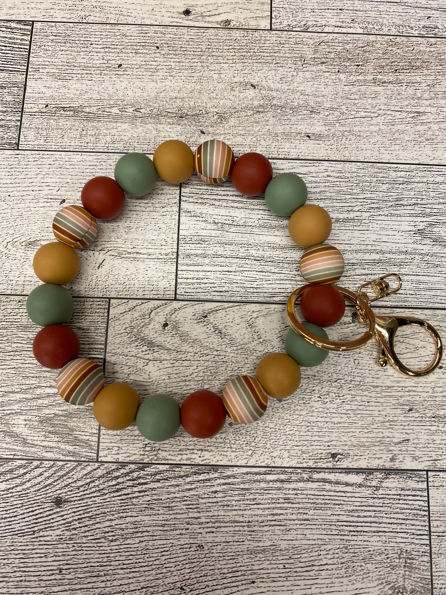 Boho stripe silicone wristlet keychain