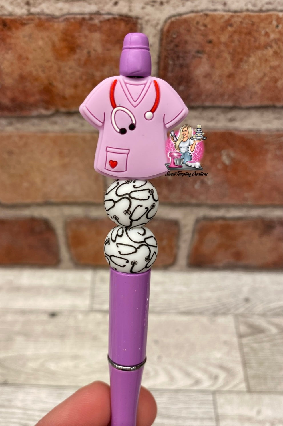 Nurse scrub stethoscope doctor medical silicone beaded ballpoint ink pen