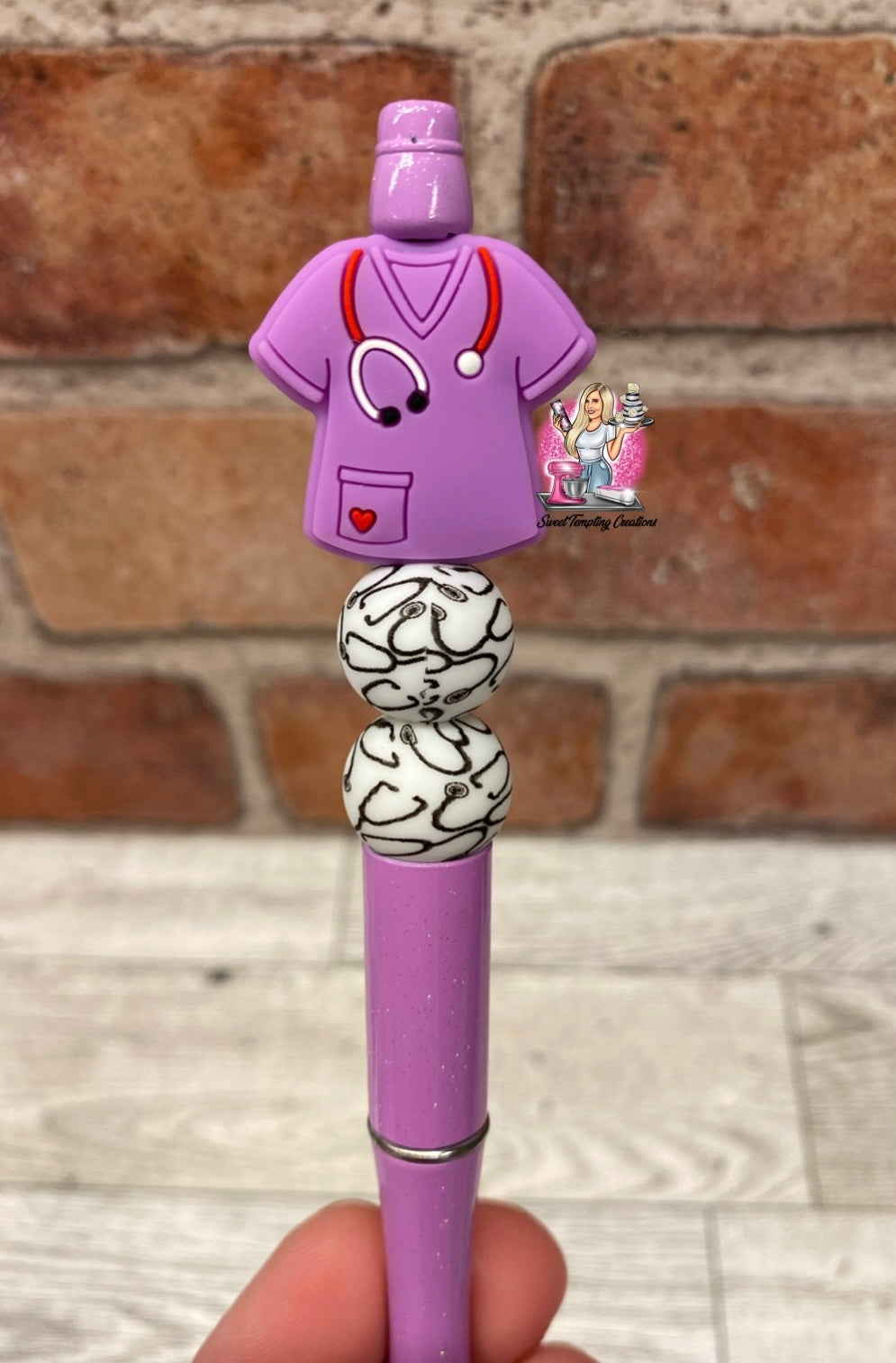 Nurse scrub stethoscope doctor medical silicone beaded ballpoint ink pen