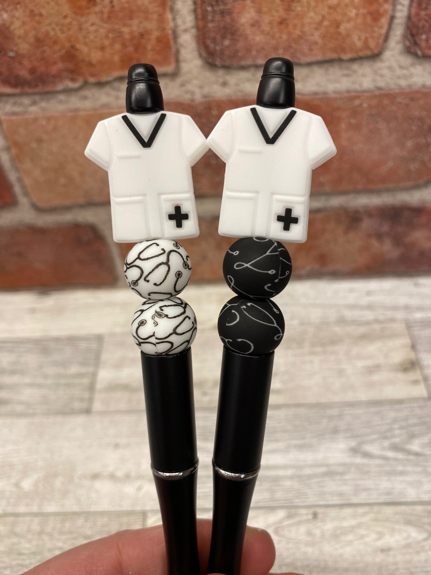 Nurse medical doctor scrub silicone beaded ballpoint ink pen