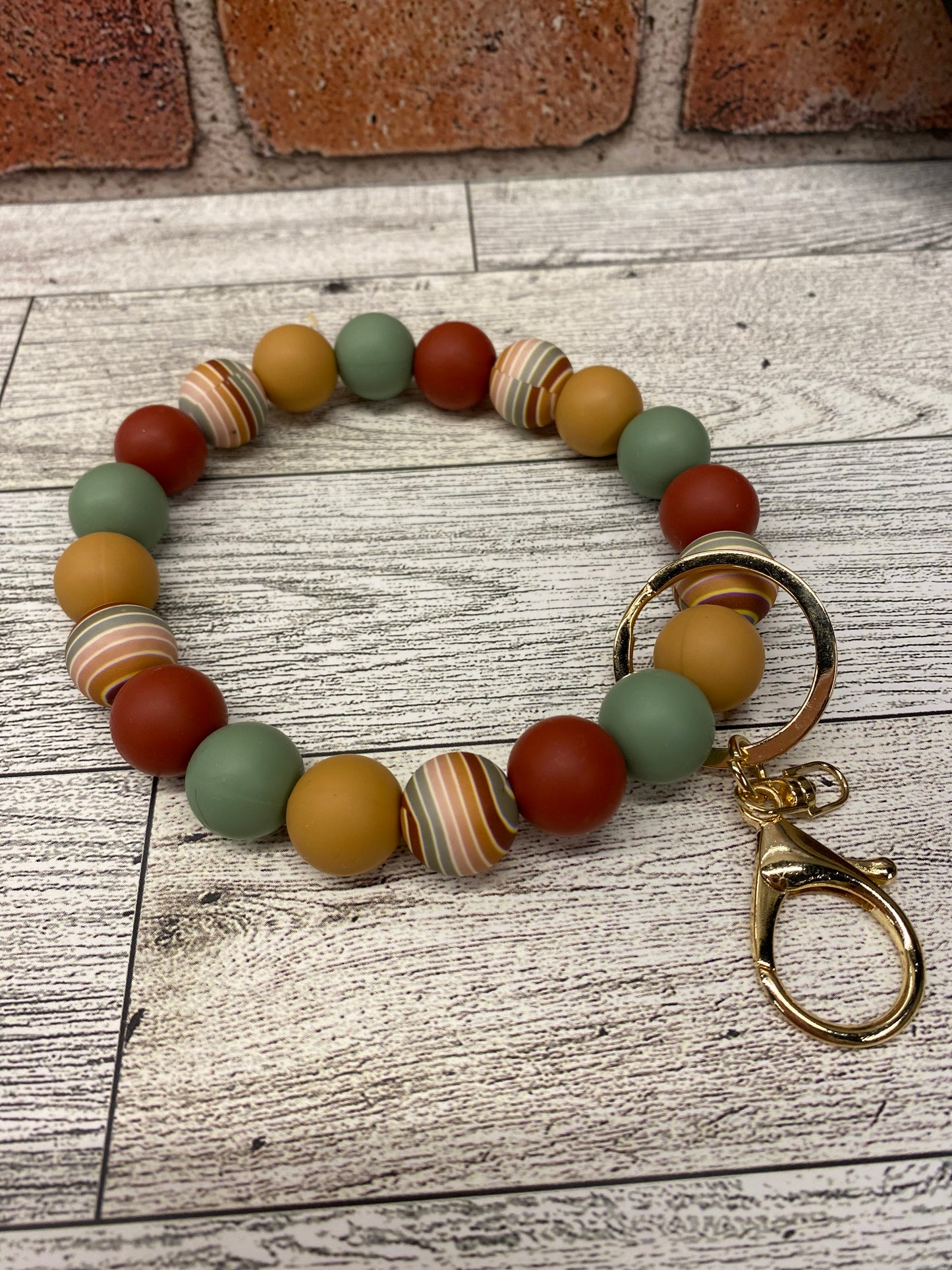 Boho stripe silicone wristlet keychain