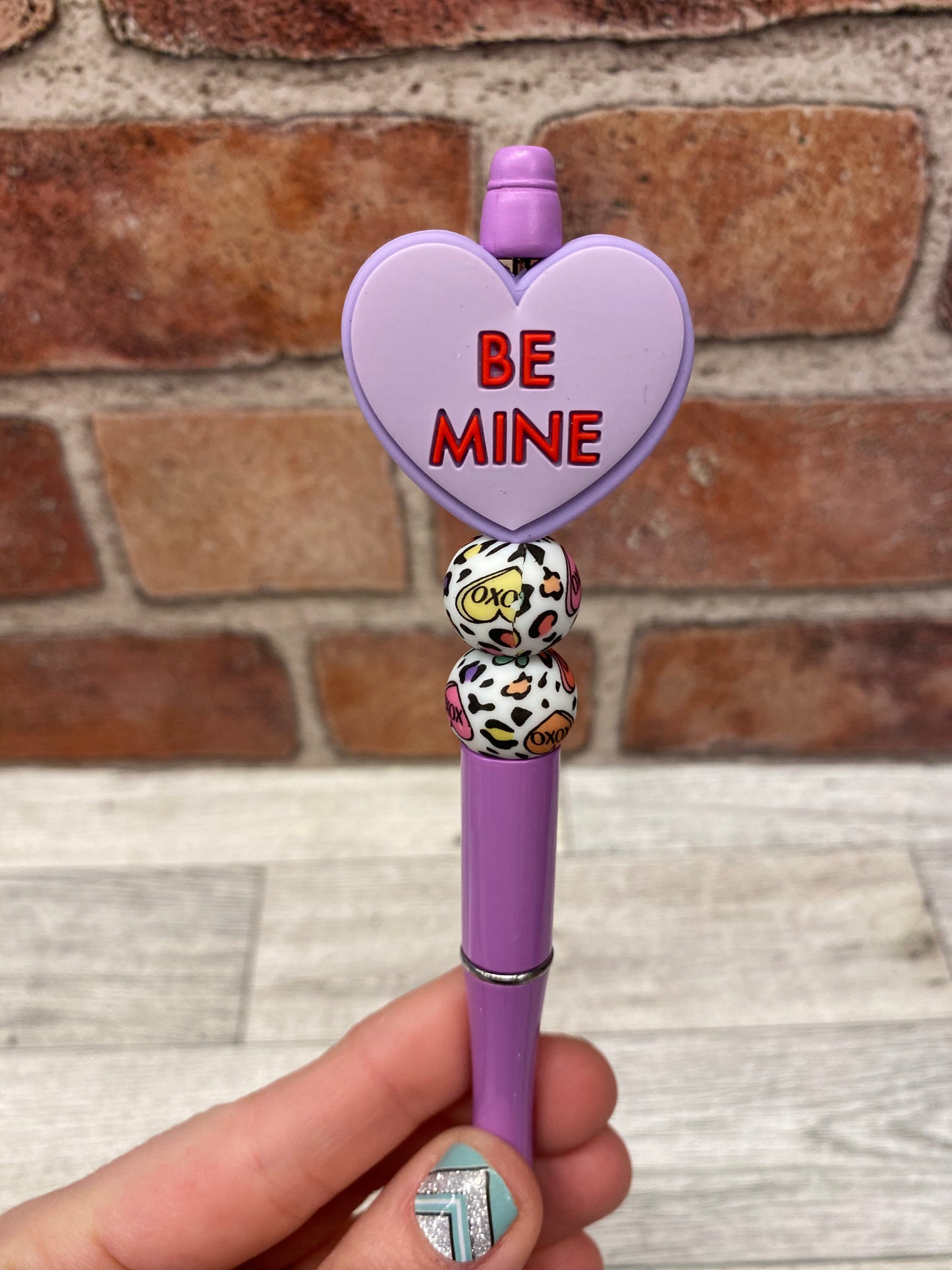 Be mine Valentines Sweetest Day silicone beaded ink pen