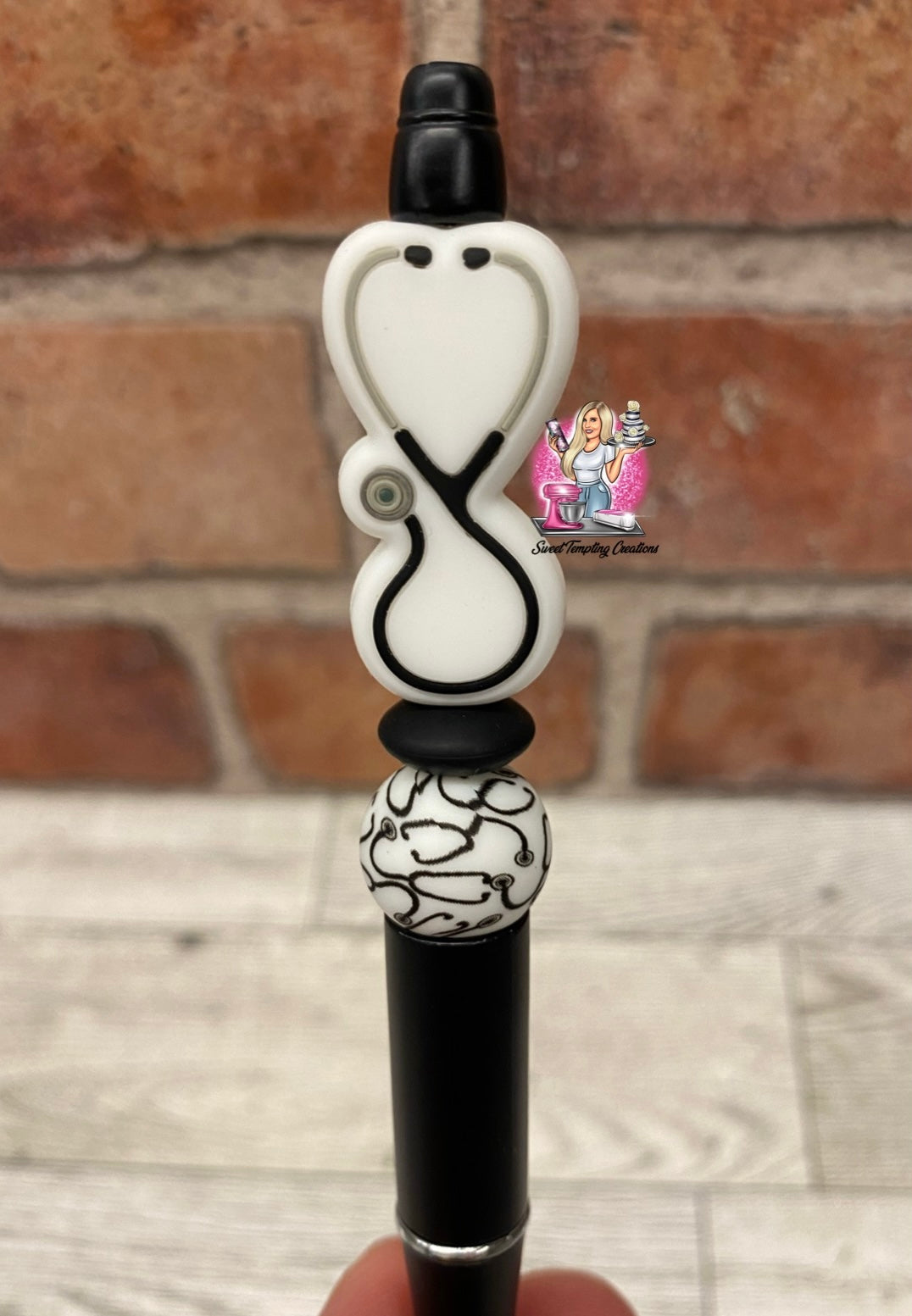 Medical ekg stethoscope band aid boo boo rx prescription silicone beaded ballpoint ink pen