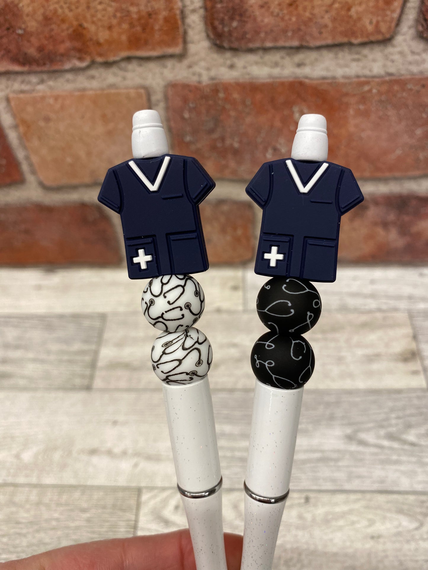 Nurse medical doctor scrub silicone beaded ballpoint ink pen