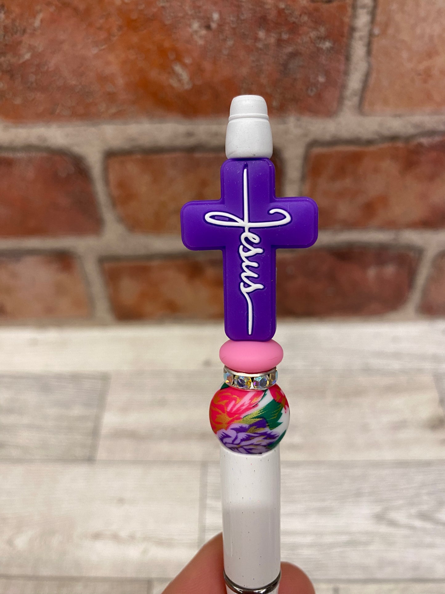 Jesus cross silicone beaded ink pen