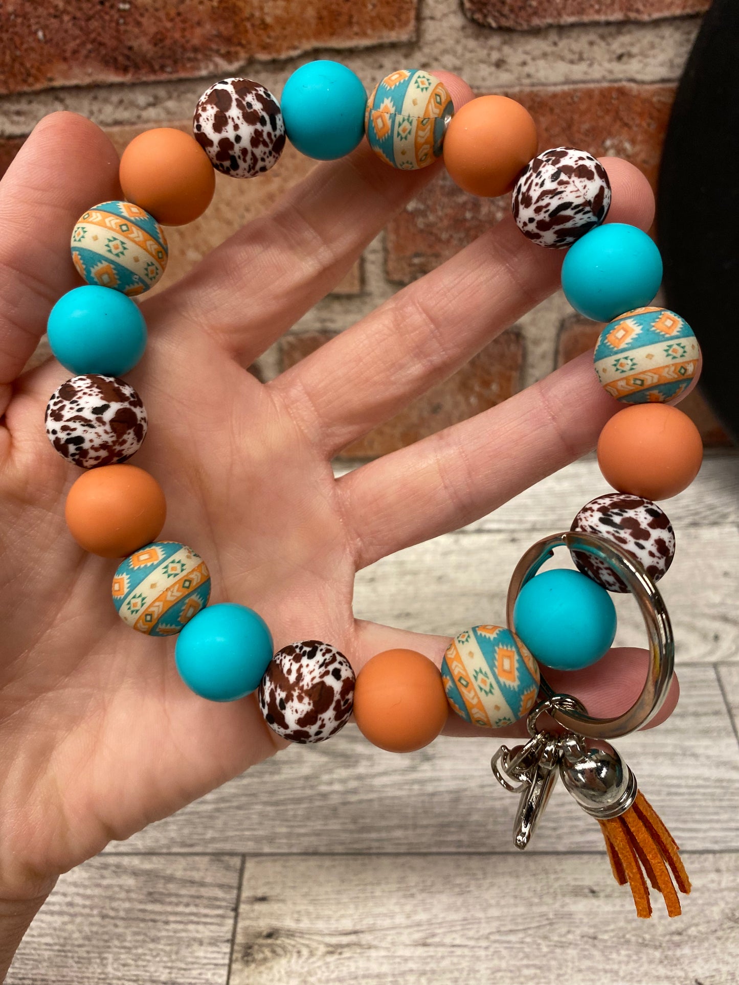 Western Dreamer silicone beaded wristlet keychain