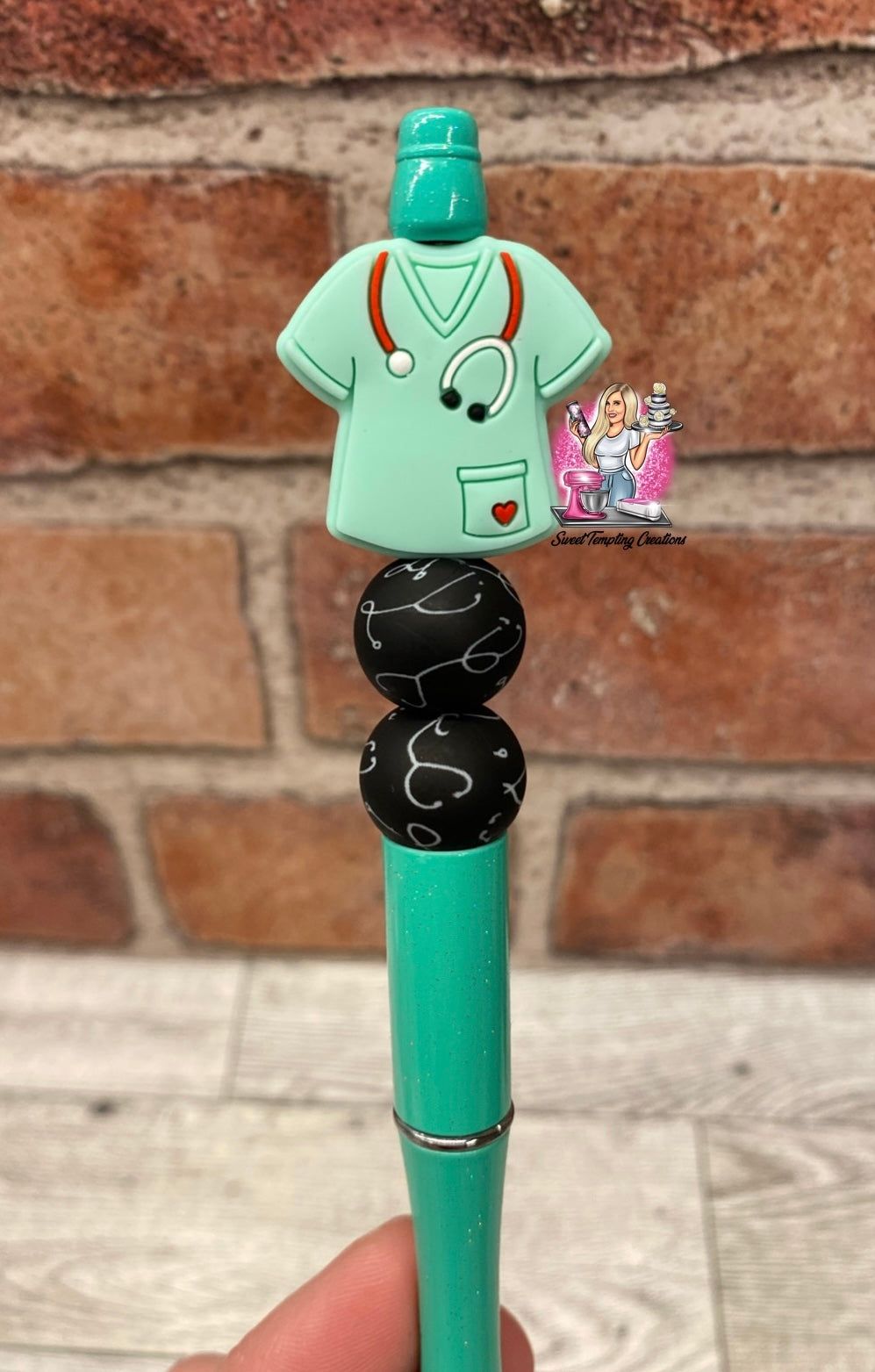 Medical scrub nurse doctor silicone beaded ballpoint ink pen