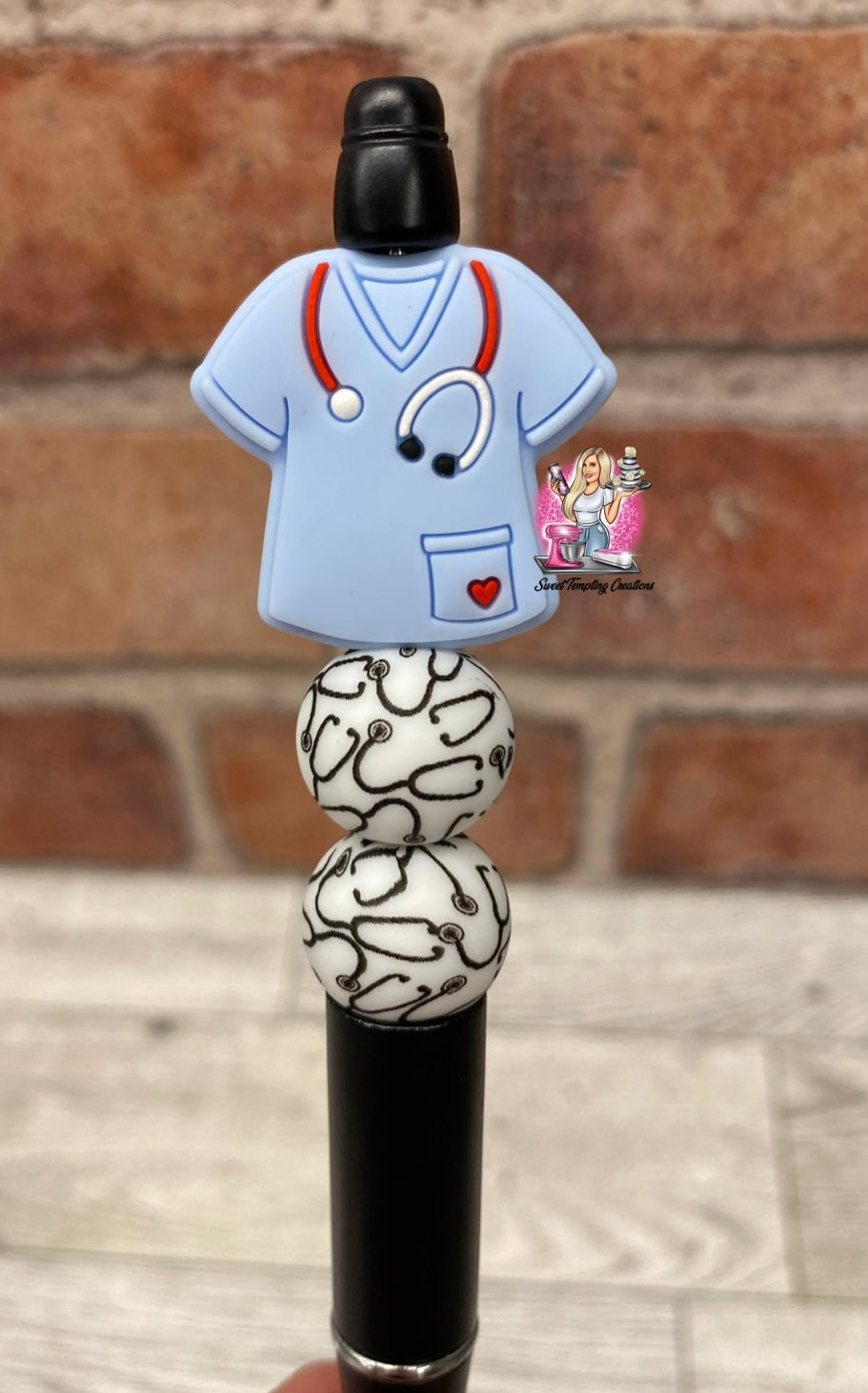 Medical scrub nurse doctor silicone beaded ballpoint ink pen