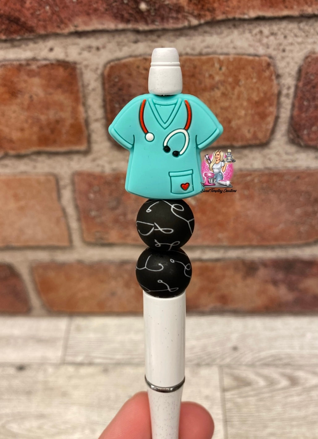 Medical scrub nurse doctor silicone beaded ballpoint ink pen