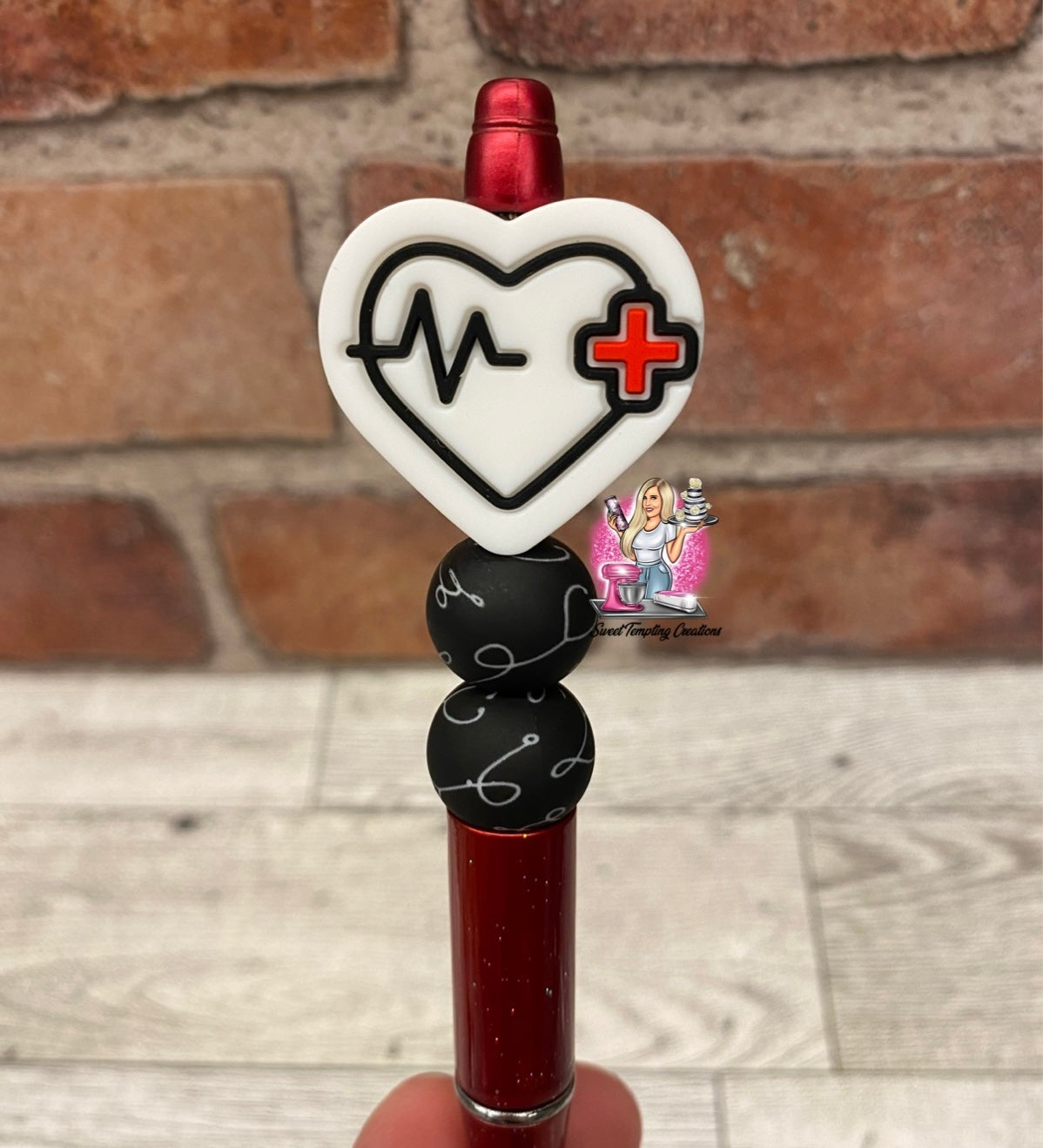 Medical ekg stethoscope band aid boo boo rx prescription silicone beaded ballpoint ink pen