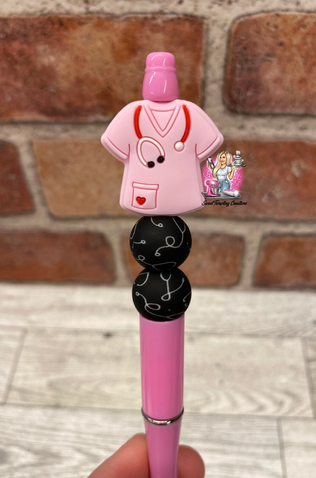Nurse scrub stethoscope doctor medical silicone beaded ballpoint ink pen