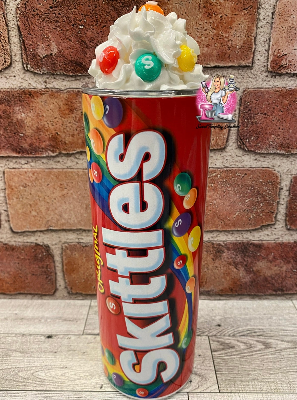 Rainbow candy whipped topping insulated 20oz skinny Tumbler