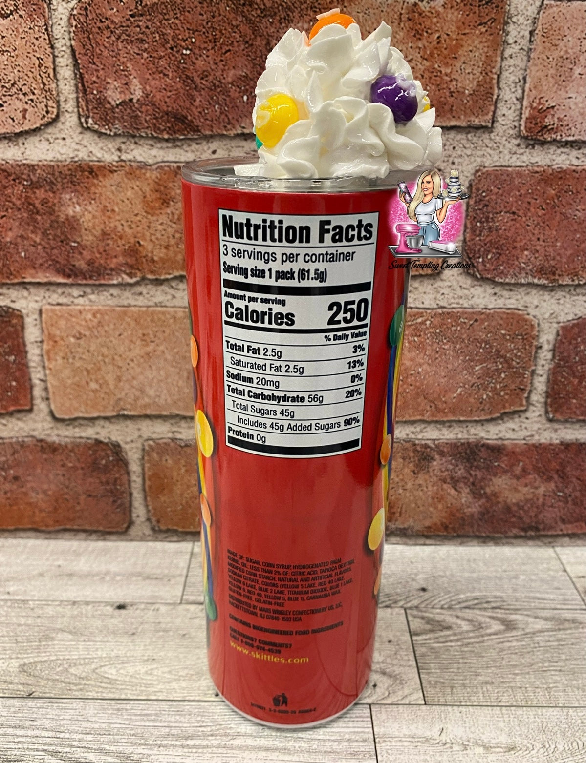 Rainbow candy whipped topping insulated 20oz skinny Tumbler