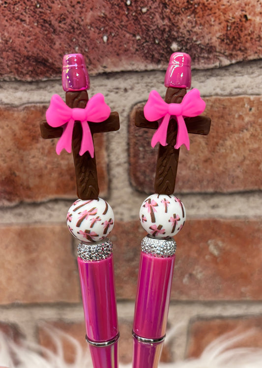 3D Jesus Cross silicone beaded ballpoint ink pen