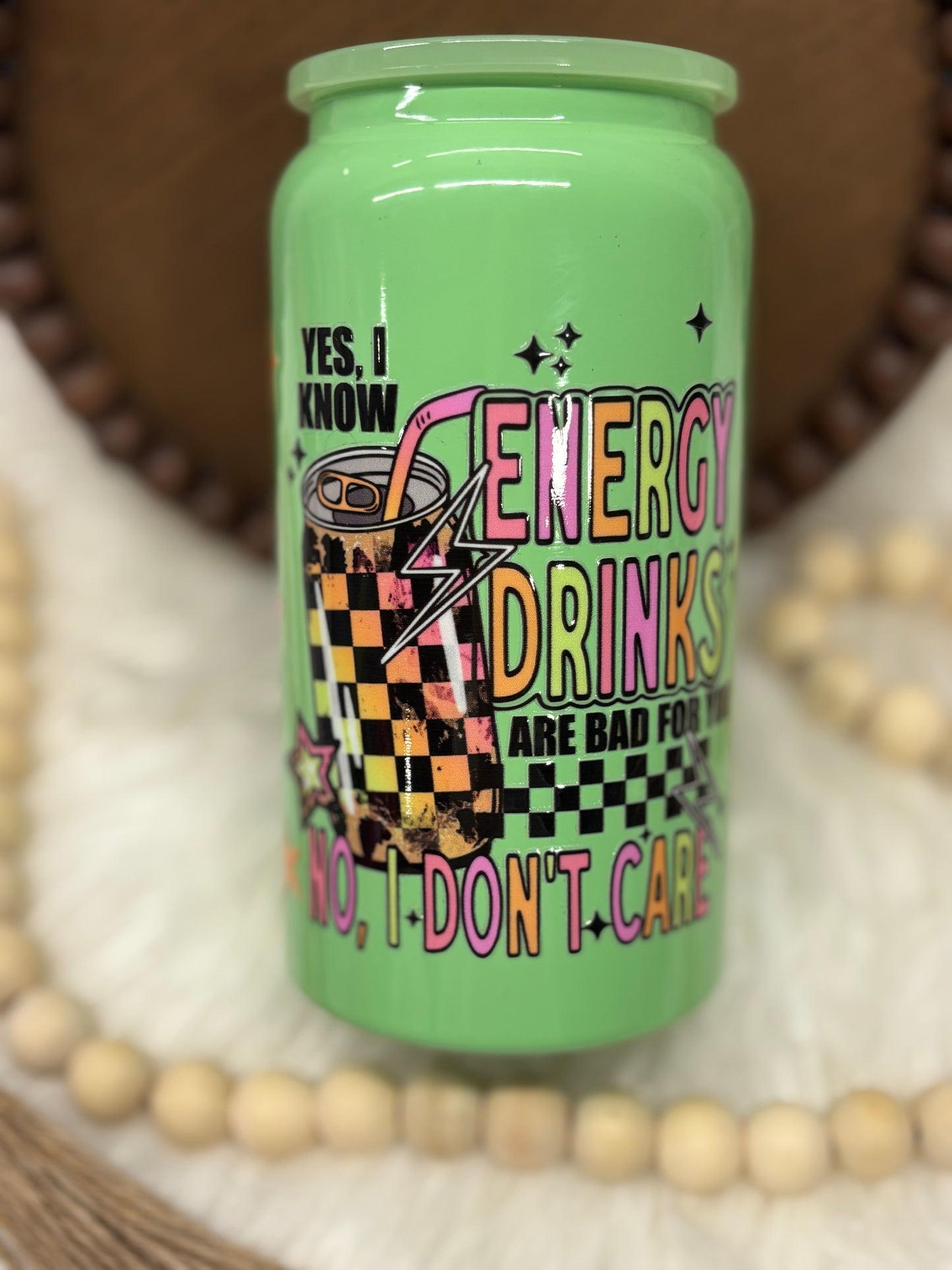 Energy Drinks, Green, 16oz Stainless Steel Cup
