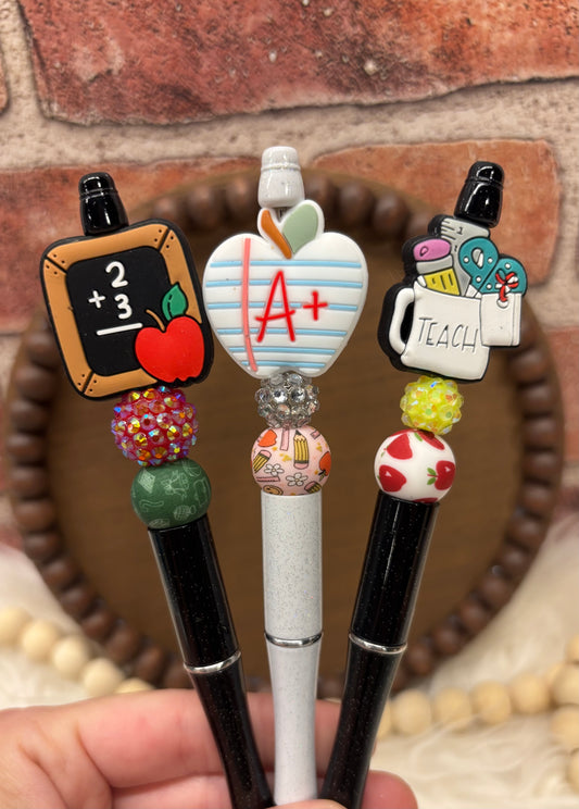 Teacher School silicone beaded ballpoint ink pen
