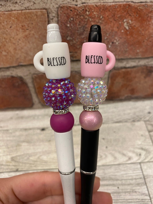 Blessed Mugs silicone beaded ballpoint ink pen