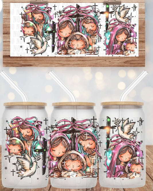 Nativity Scene Tumbler or Glass Can UV DTF wrap - MUST BUY CUP
