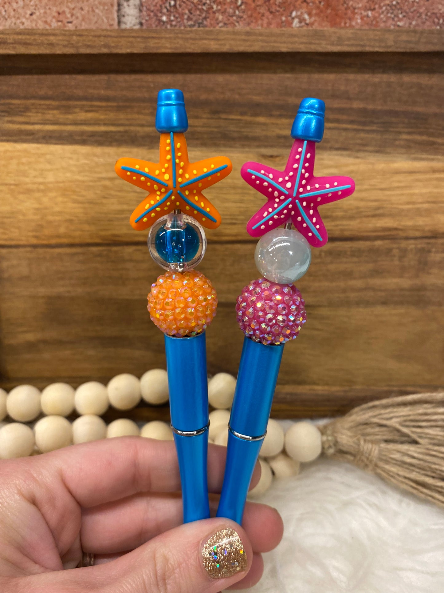 3D Starfish silicone beaded ballpoint ink pen