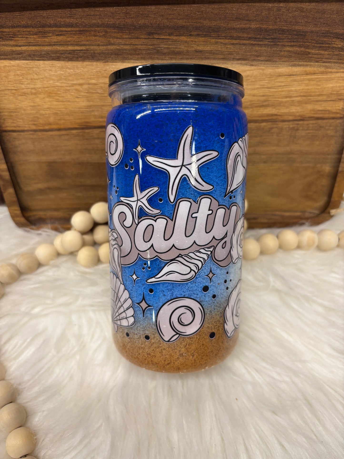Salty Beach Seashells Snowglobe Cup