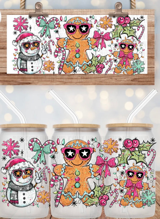 Gingerbread Selfie Tumbler or Glass Can UV DTF wrap - MUST BUY CUP