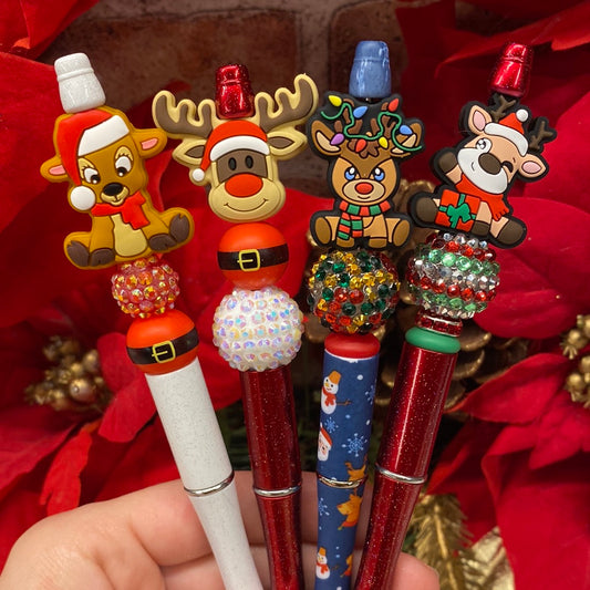 Reindeer silicone beaded ballpoint ink pen