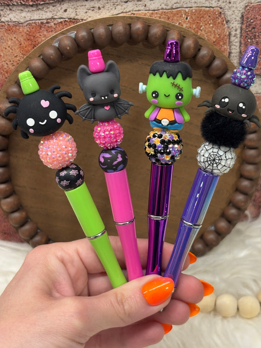 3D Frankie Bat Spider Halloween silicone beaded ink pen
