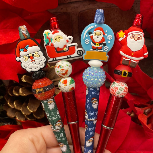 Santa Claus silicone beaded ballpoint ink pen