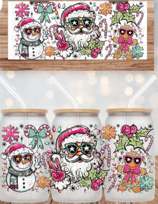 Santa Selfie Tumbler or Glass Can UV DTF wrap - MUST BUY CUP