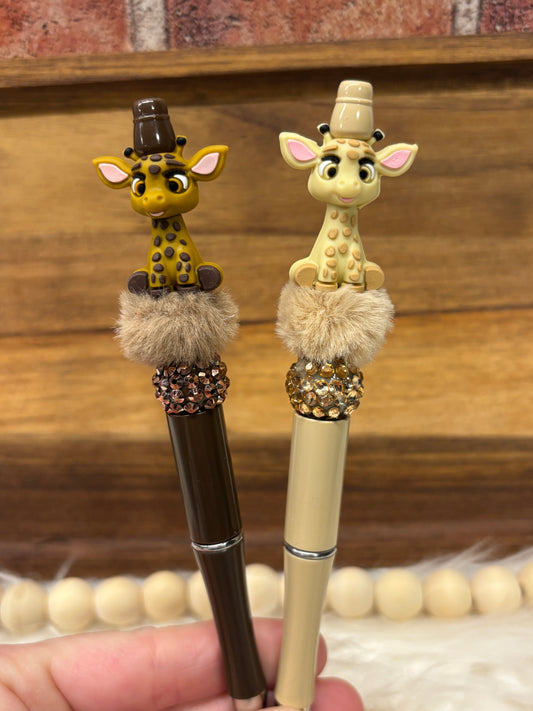 3D Giraffe silicone beaded ballpoint ink pen