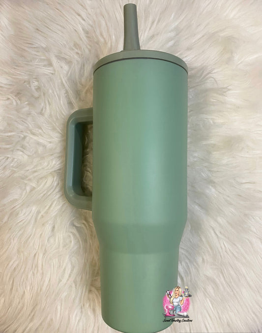 Sage Green, Custom 40oz Sipper Tumbler UVDTF or Sublimation