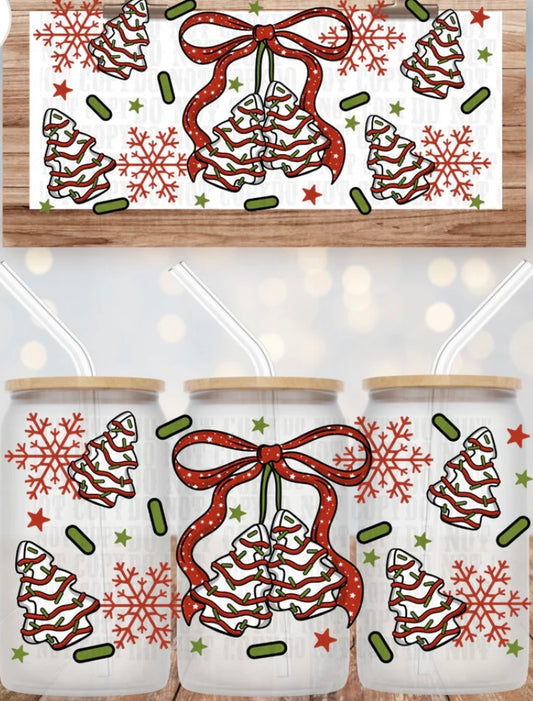 Tree Cake Tumbler or Glass Can UV DTF wrap - MUST BUY CUP