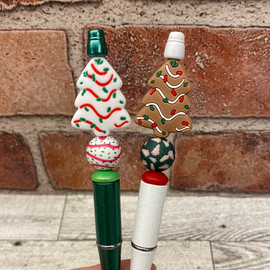 Tree Cake Christmas silicone beaded ballpoint ink pen