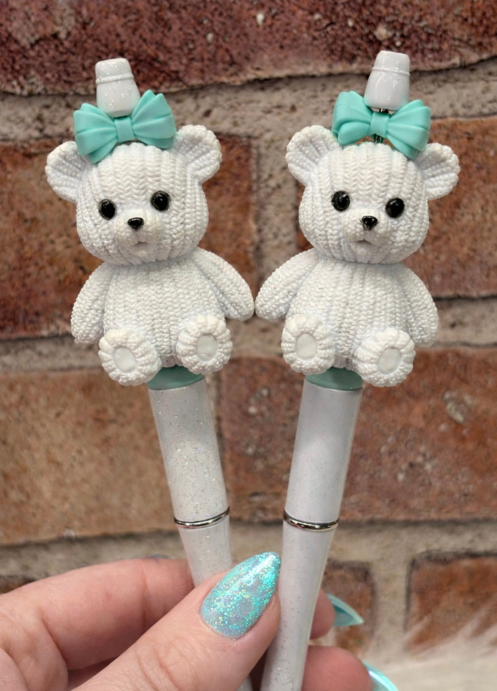 3D Teddy Bears Clay silicone beaded ballpoint ink pen