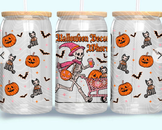 Halloween Decor Tumbler or Glass Can UV DTF wrap - MUST BUY CUP