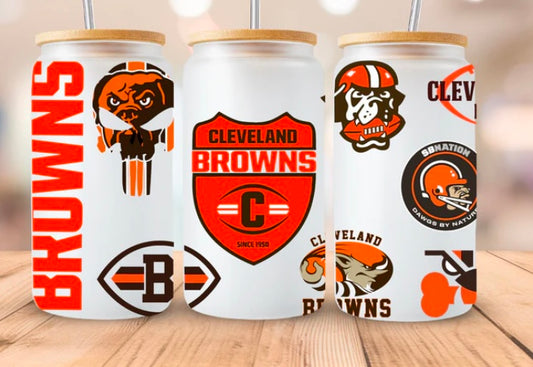 Cleveland Football 2 Tumbler or Glass Can UV DTF wrap