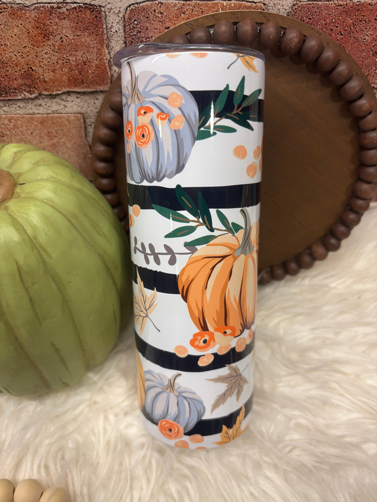 Pumpkin Stripes Insulated 20oz Skinny Tumbler