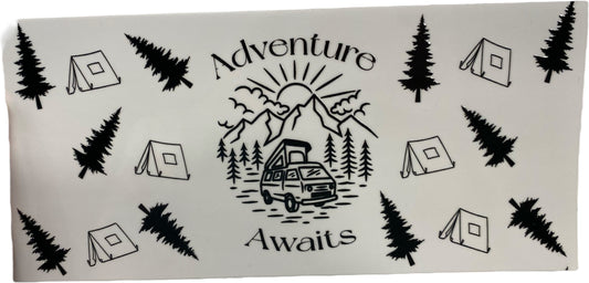 Adventure Awaits Tumbler or Glass Can UV DTF wrap - MUST BUY CUP